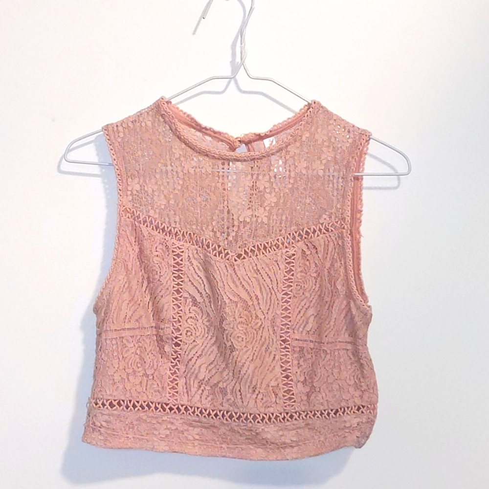 Dusty Rose Lace Crop Top